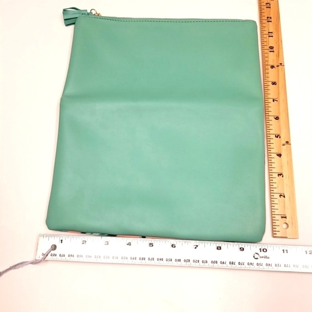 Rachel Pally NWOT Mint Green Bird OF Paradise Floral Zip Clutch Evening Bag - Picture 7 of 7